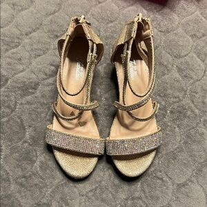Kids Gold Sparkle Sandals with rhinestones
